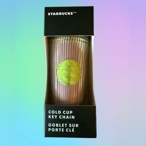 Starbucks Cold Cup Keychain - One 2025 Collectors Lime Green Purple Pleated NWT
